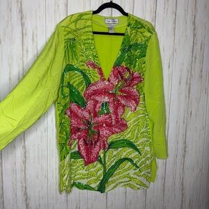 Diane Gilman Vintage 100% Silk Beaded Tiger Lily Large